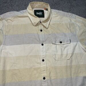 Howler Brothers San Gabriel Shirt Mens L Grey Striped Short Sleeve Button Up